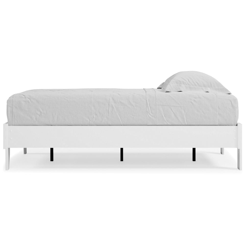 Asher Modern Twin Size Platform Bed Minimalistic Crisp White Wood Base By Casagear Home BM296593