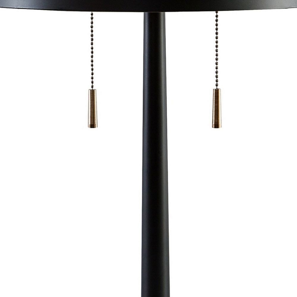 Kien 24 Inch Modern Table Lamp Black Metal Drum Shade Gold Toned Base By Casagear Home BM296596