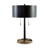 Kien 24 Inch Modern Table Lamp, Black Metal Drum Shade, Gold Toned Base By Casagear Home
