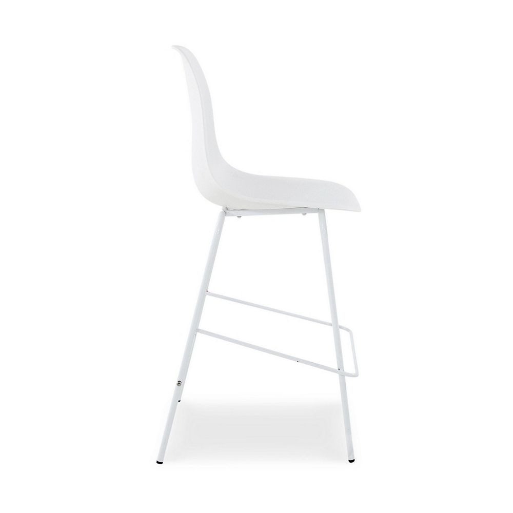 Mira 25 Inch Counter Height Stool Set of 2 Bucket Seat White Metal Frame By Casagear Home BM296603