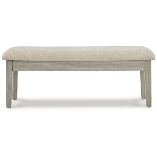 Storage Bench | 49" | Tapered Legs | Beige Textured Fabric