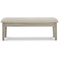 49 Inch Storage Bench, Tapered Block Legs, Beige Textured Fabric Seat By Casagear Home