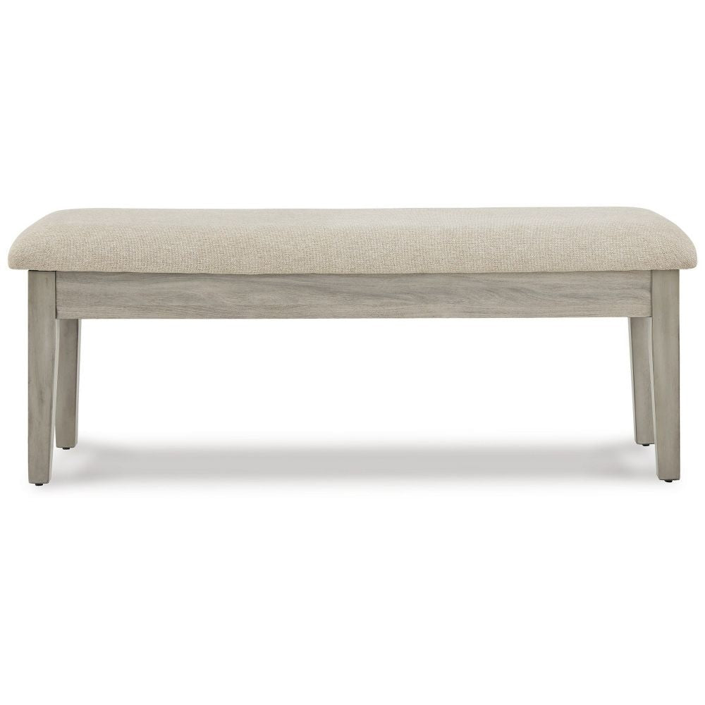 Storage Bench | 49" | Tapered Legs | Beige Textured Fabric
