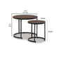 23 Inch Nesting Side End Table Set of 2 Brown Resin Tabletop Black Steel By Casagear Home BM296612