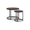 23 Inch Nesting Side End Table, Set of 2, Brown Resin Tabletop, Black Steel By Casagear Home