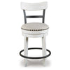 Zane 25 Inch Swivel Counter Height Stool Round Cushioned Seat White Wood By Casagear Home BM296616