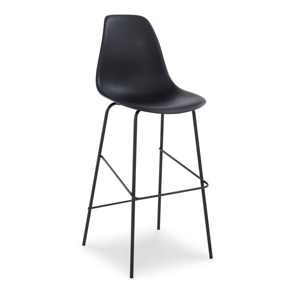 Mira 30 Inch Barstool, Set of 2, Curved Bucket Seat, Black Metal Frame By Casagear Home
