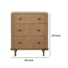 Hiz 29 Inch 3 Drawer Nightstand with Dual USB Ports Brass Legs Brown By Casagear Home BM296627