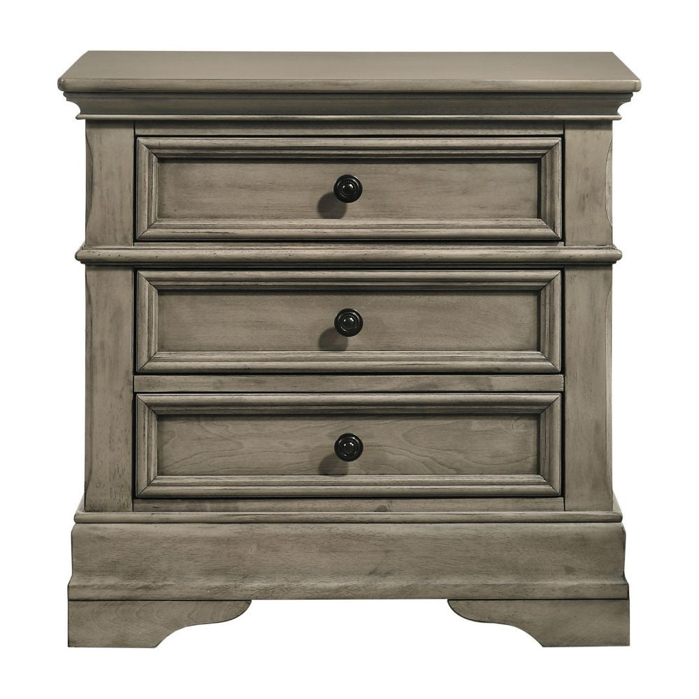 Ala 26 Inch 3 Drawer Nightstand Felt Lined Crown Molded Wheat Brown Wood By Casagear Home BM296648