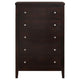Con 48 Inch Tall 5 Drawer Dresser Chest Silver Knobs Cappuccino Brown By Casagear Home BM296654