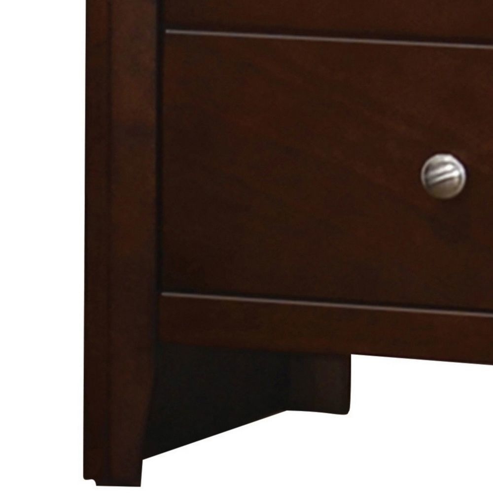 Edw 24 Inch Classic 2 Drawer Bedside Nightstand Silver Knobs Merlot Brown By Casagear Home BM296655