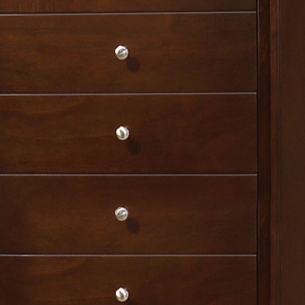 Edw 48 Inch Classic Tall 5 Drawer Dresser Chest Silver Knobs Merlot Brown By Casagear Home BM296657