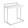Dey 27 Inch Modern C Side Table, Gloss White Wood Top, Chrome Metal Base By Casagear Home