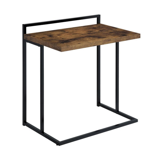 Dey C Table | 27" | Brown Top | Matte Black Metal Base
