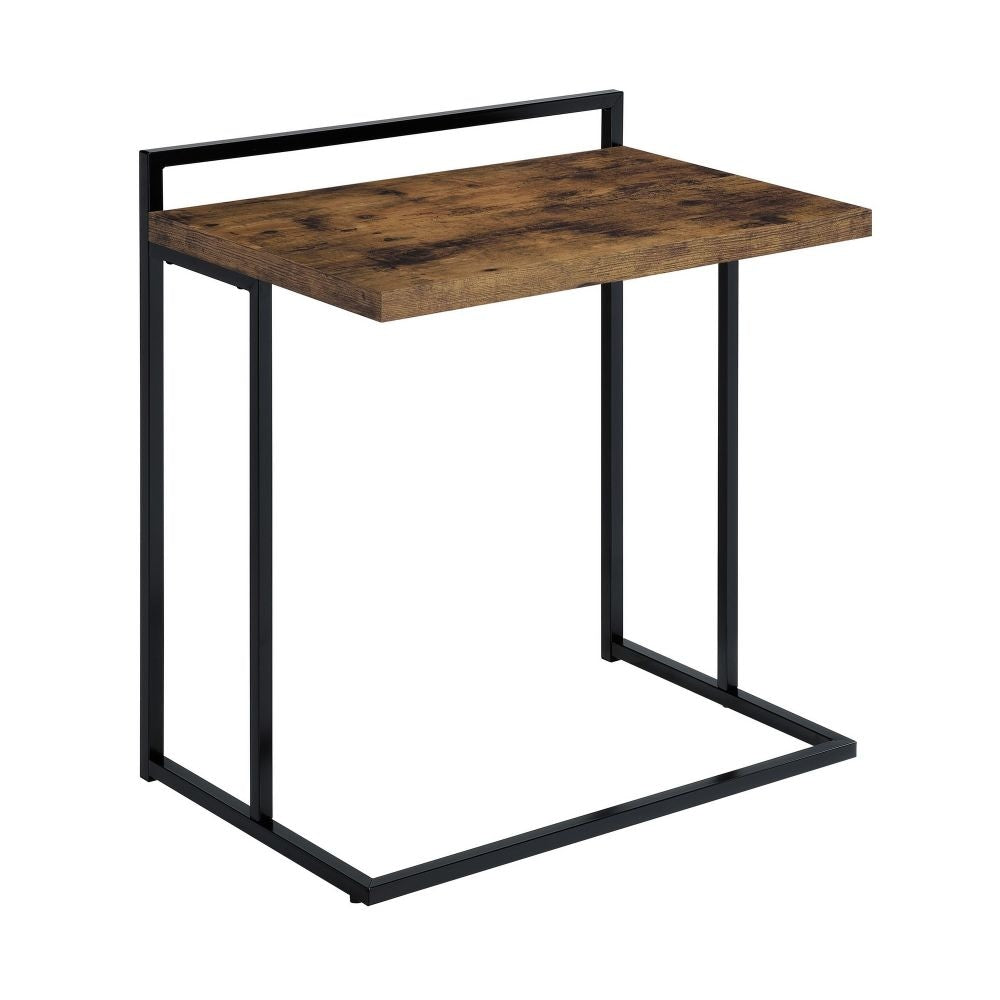 Dey C Table | 27" | Brown Top | Matte Black Metal Base