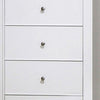 Nee 48 Inch Tall Dresser Chest 5 Drawers with Silver Knobs Matte White By Casagear Home BM296676