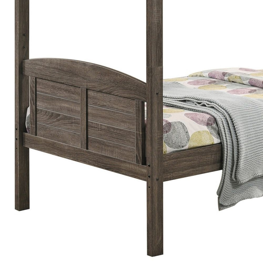 Twin Over Twin Bunk Beds Curved Headboards Ladder Straight Legs Brown By Casagear Home BM296680
