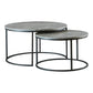 20, 17 Inch Round Nesting Coffee Tables, Smooth Gray Faux Marble Surfaces By Casagear Home