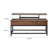 47 Inch Rectangular Lift Top Coffee Table Hidden Storage Brown Oak Black By Casagear Home BM296697