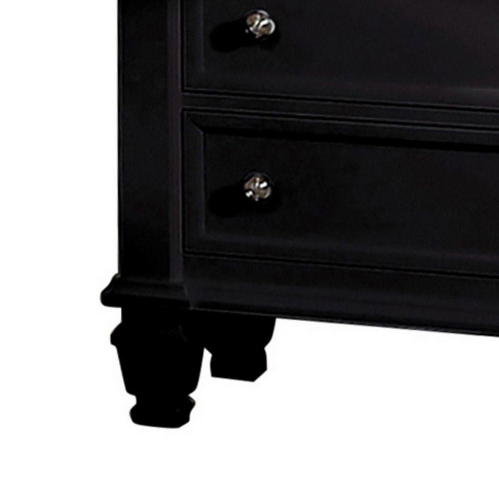 Lila 30 Inch Nightstand with Slide Out Tray Felt Lined Top Drawer Black By Casagear Home BM296706