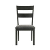 20 Inch Ladderback Dining Chair Set of 2 Gray Fabric Stained Black Frame By Casagear Home BM296721