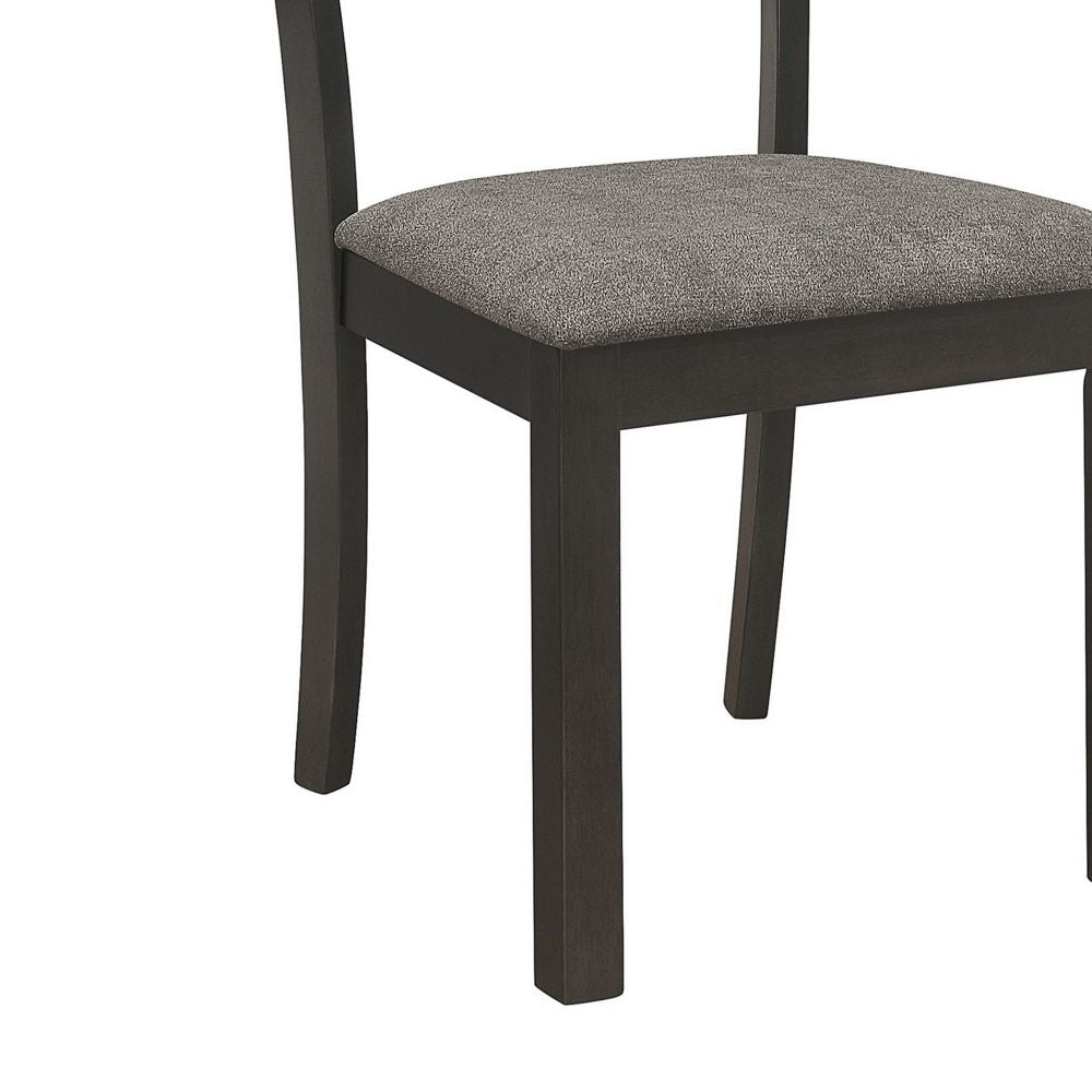 20 Inch Ladderback Dining Chair Set of 2 Gray Fabric Stained Black Frame By Casagear Home BM296721
