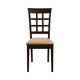 17 Inch Side Dining Chair Set of 2 Lattice Back Brown Wood Tan Fabric By Casagear Home BM296729