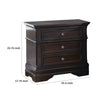 Bee 26 Inch 3 Drawer Nightstand Felt Lined Top Drawer Cappuccino Brown By Casagear Home BM296733