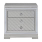 Axl 29 Inch 2 Drawer Nightstand USB Ports Embossed Mirror Trim Silver By Casagear Home BM296735