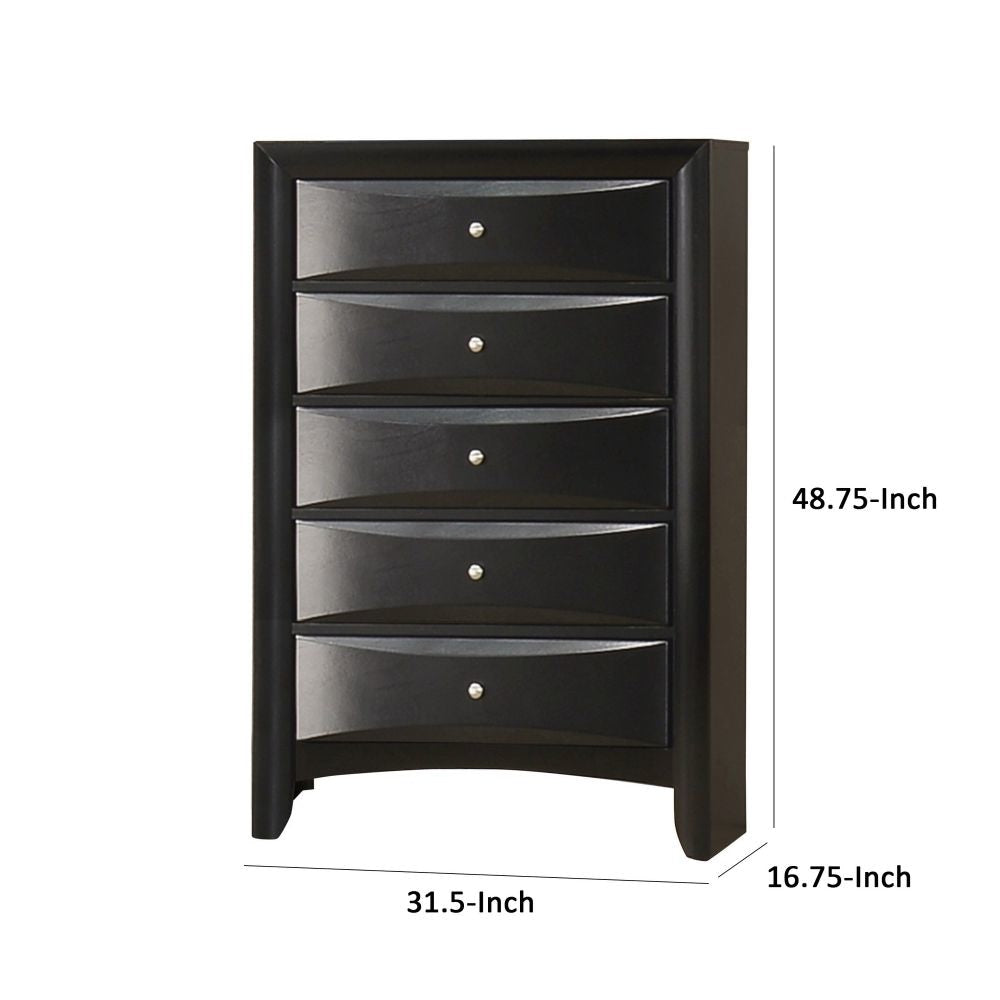 Ica 49 Inch Tall Dresser Chest 5 Chambered Drawers Felt Lined Black By Casagear Home BM296757