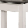 18 Inch Vanity Stool Foam Cushion White Frame Metallic Gray Faux Leather By Casagear Home BM296763