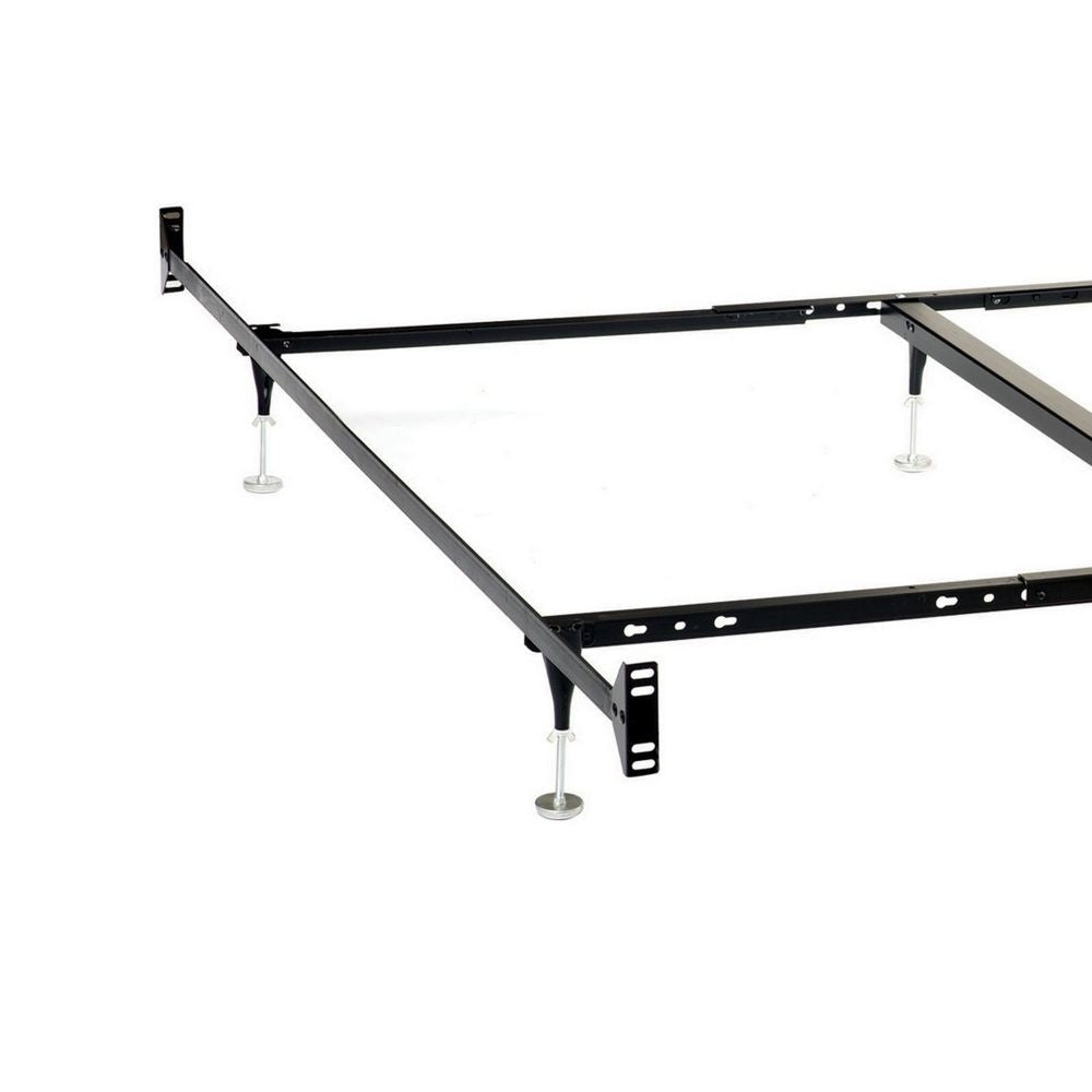 Bed Frame Queen or King 6 Metal Legs with Adjustable Glides Matte Black By Casagear Home BM296775