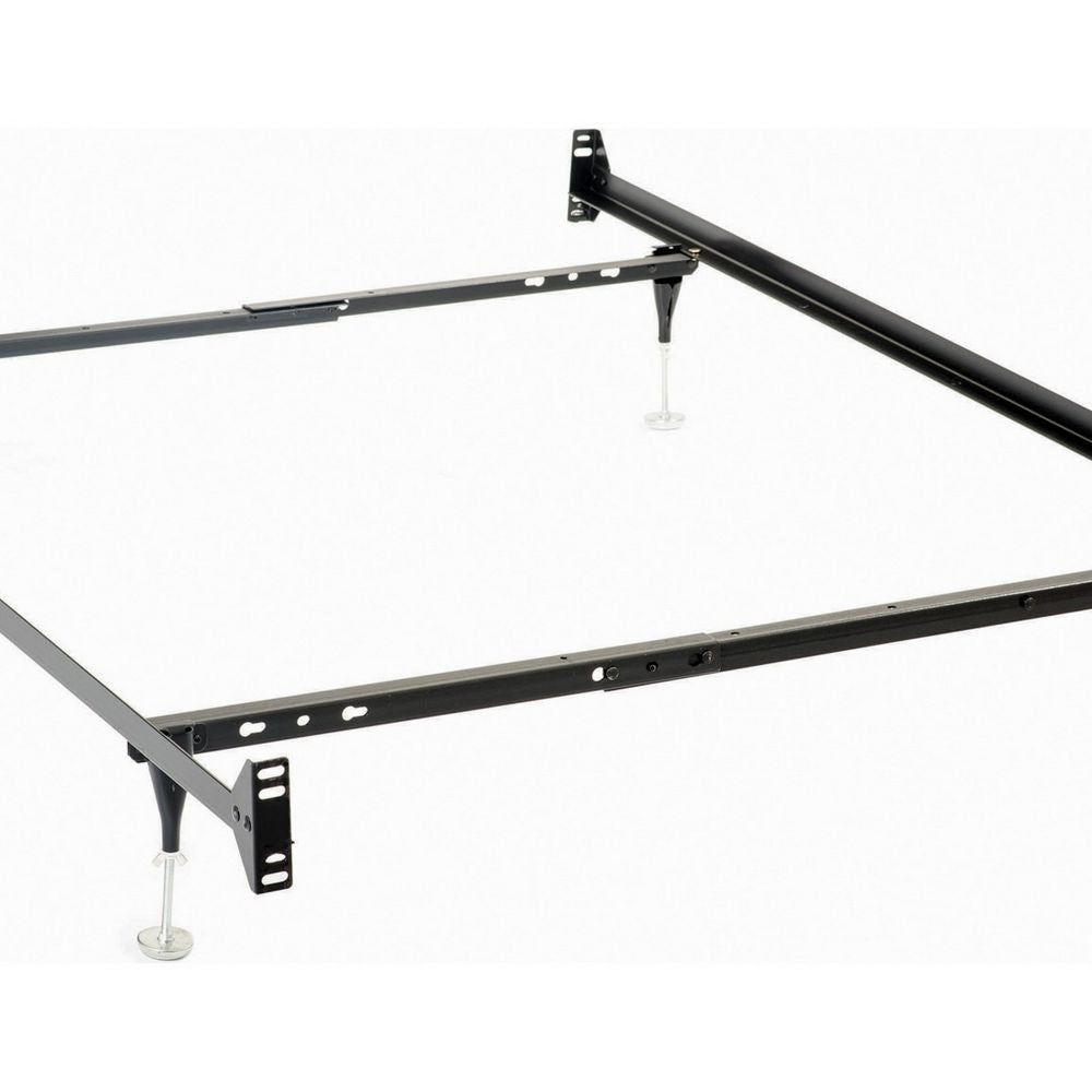 Nit Multisize Bed Frame Twin or Full 4 Legs with Glides Black Metal By Casagear Home BM296777