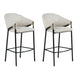 Fil 30 Inch Sloped Arm Barstools, Set of 2, Padded Curved Back, Beige Linen By Casagear Home