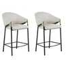 Fil Counter Stool Set of 2 | 27" | Sloped Arms | Beige Linen Upholstery