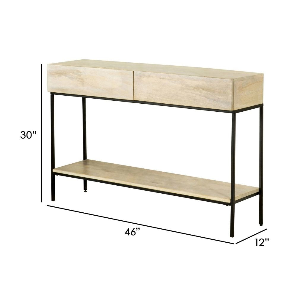 46 Inch 2 Drawer Console Table with Open Shelf Sleek Straight Legs Black By Casagear Home BM296793