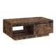 Rick 47 Inch Rustic Oak Coffee Table Sliding Barn Door Single Drawer By Casagear Home BM296807