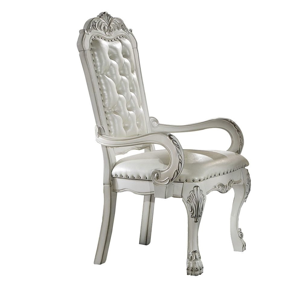 Aurora Office Chair | 27" | Tufted Faux Leather | Bone White