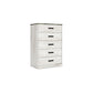 Wisp 46 Inch Tall Dresser Chest, 5 Drawers, Rustic Smooth White Finish By Casagear Home