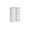 Wisp Tall Dresser | 46" | 5 Drawers | Rustic Smooth White
