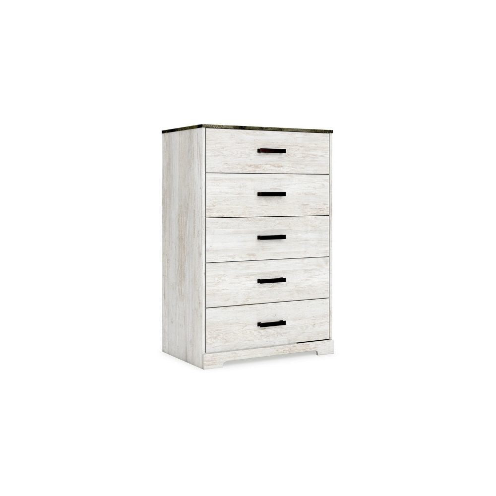 Wisp Tall Dresser | 46" | 5 Drawers | Rustic Smooth White