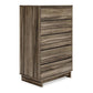 48 Inch Modern 5 Drawer Tall Dresser Chest, Rustic Weathered Brown Frame By Casagear Home