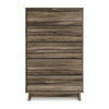 48 Inch Modern 5 Drawer Tall Dresser Chest Rustic Weathered Brown Frame By Casagear Home BM296897
