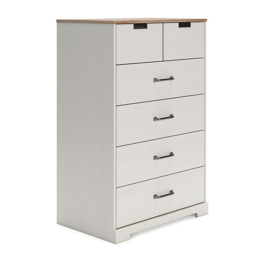 Ethos 46 Inch 5 Drawer Tall Dresser Chest, White, Antique Nickel Handles By Casagear Home