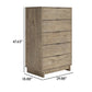Fervor 48 Inch 5 Drawer Tall Dresser Chest Natural Brown Brushed Nickel By Casagear Home BM296900