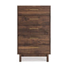 Kip 50 Inch 5 Drawer Modern Tall Dresser Chest Dark Brown Gold Handles By Casagear Home BM296901