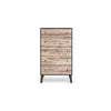 Asher 51 Inch Modern Tall Dresser Chest 5 Drawers Gray and Natural Brown By Casagear Home BM296902
