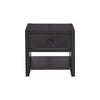 24 Inch Square Side End Table Wire Brushed Black Wood Single Drawer By Casagear Home BM296906