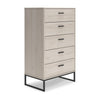 Zed Dresser Chest | 51" | 5 Drawers | Beige Wood | Black Base