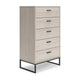 Zed Dresser Chest | 51" | 5 Drawers | Beige Wood | Black Base